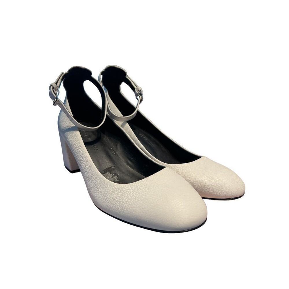 8 M Rebecca Minkoff White Ankle Strap Heels Chunky Heel Shoes